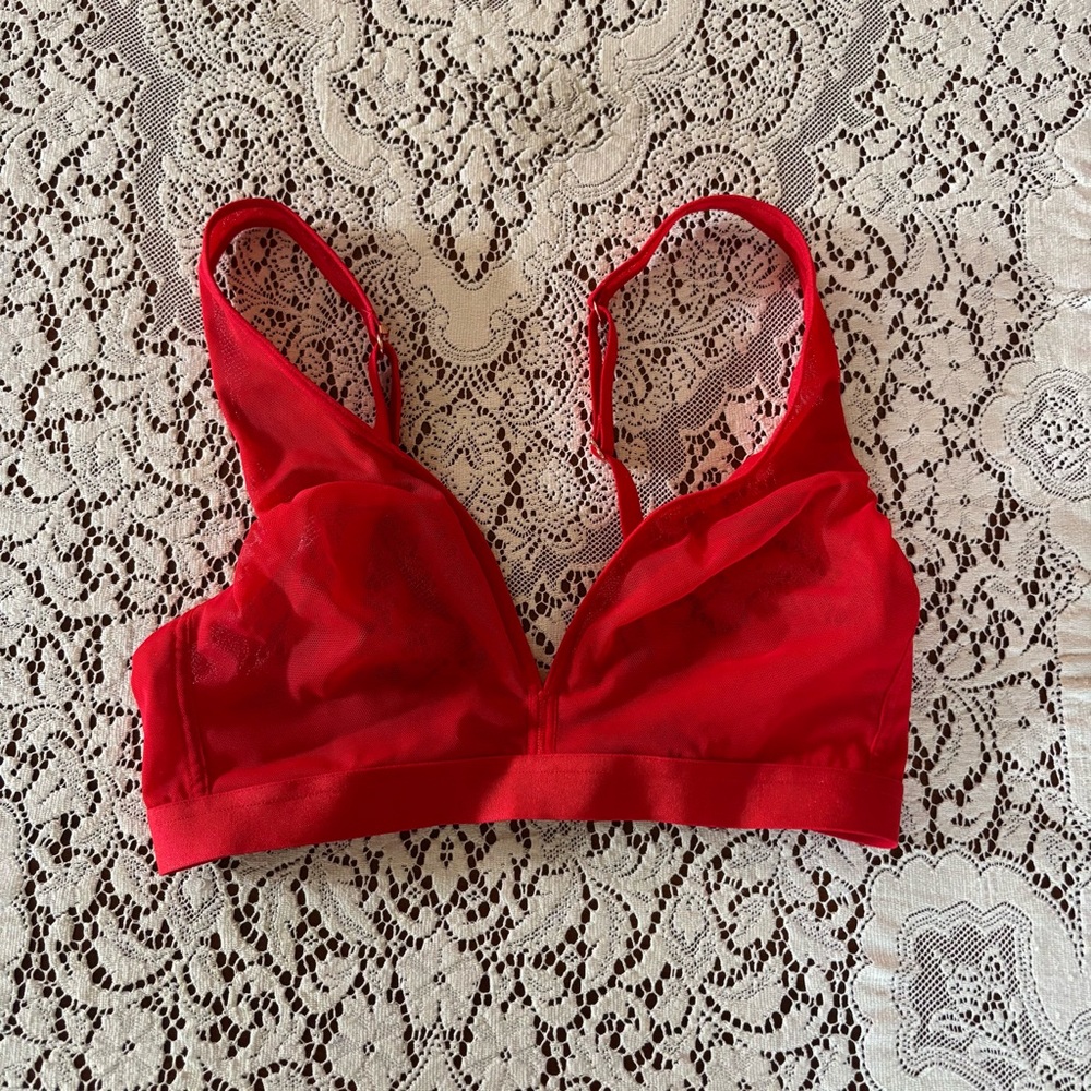 red mesh bralette size small